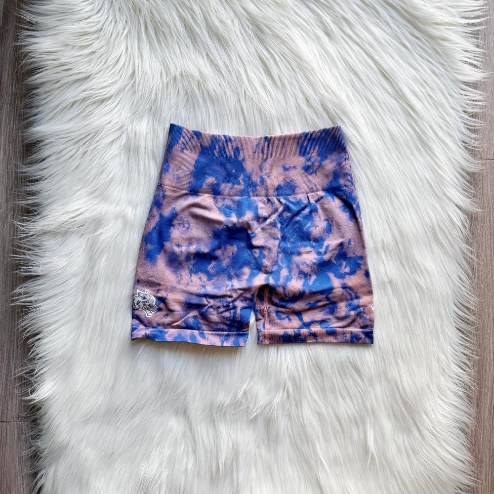 Darc Sport Blue and Pink Tie-Dye Bike Shorts
